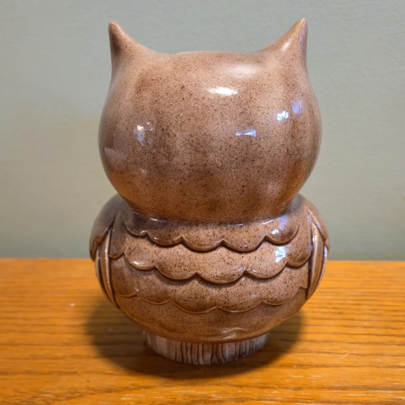 Vintage Ceramic Owl Jar Mid Century MCM Brown Figurine - Picture 5 of 16
